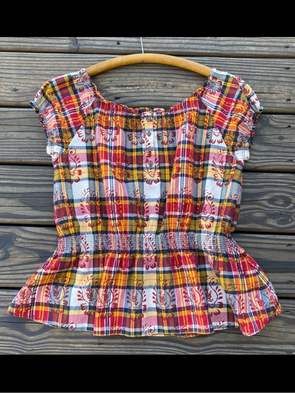 RALPH LAUREN Blue Label Plaid Paisley Top
